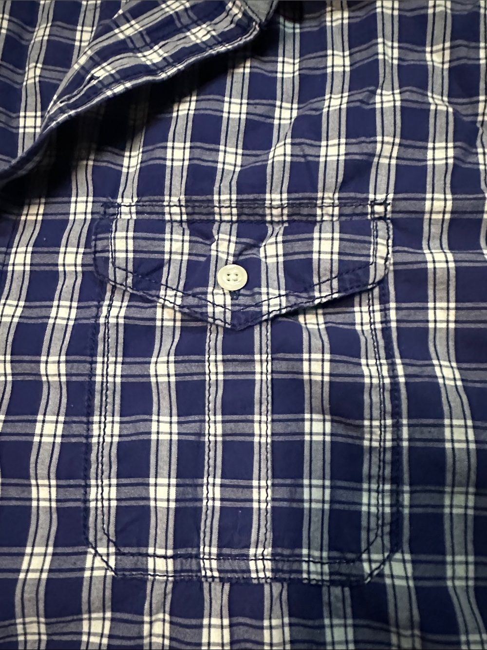 Izod Blue and White Plaid Long-Sleeve Button-Down Shirt XXL - Picture 4 of 7